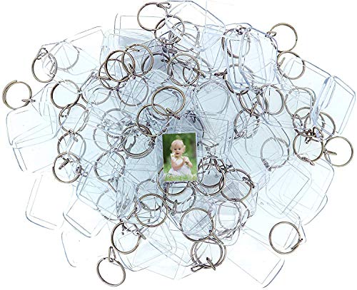 Llaveros de Fotos de Acrilico (50 Piezas) - 3,2 x 5,4cm Llavero en Blanco - Transparente Insertar Fotos Llaveros - plástico Fotos Personalizadas Llavero - Apto para Hombres y Mujeres
