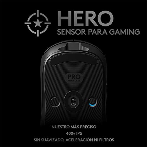 Logitech G Pro Ratón Gaming Inalámbrico, Sensor Hero 16K, 16,000 dpi, RGB, Peso Reducido, 4 hasta 8 Botones Programables, Batería Larga Duración, Memoria Integrada, PC/Mac - Negro