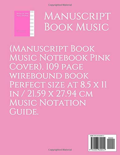 Manuscript Book Music: Music Workbook Paper Notebook Composition Wirebound Pink Cover
