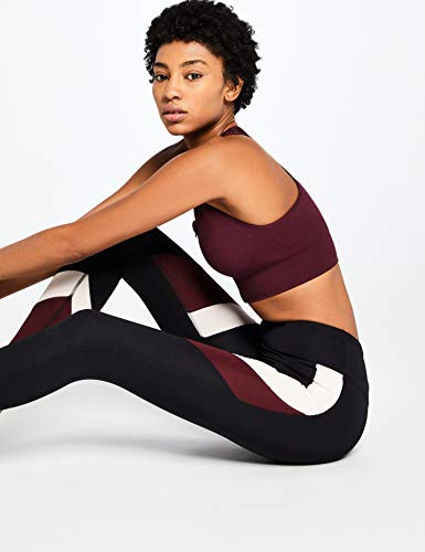 Marca Amazon - Aurique Leggings deportivos para Mujer, Negro (Black/Port Royale/Blush), 38, Label:S