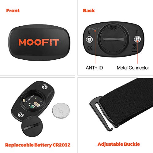 moofit Sensor de Frecuencia Cardíaca Cinta Pulsometro Bluetooth & Ant+ Pulsometro Banda Pectoral Pecho para Zwift, Wahoo, Endomondo, Openrider, Elite hrv App, iCardio