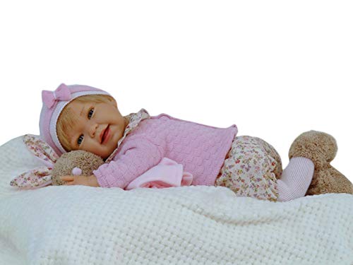 Muñeca Tita Reborn con accesorios, preciosa muñeca con un peso aproximado de 1,5kg y con cuerpo articulado. Incluye pañal, chupete con cadena, manta y biberón