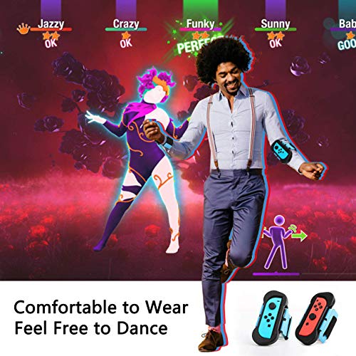 Muñequeras para Just Dance 2020 / 2019 Compatible con Nintendo Switch, 2 Piezas Correa de Muñeca Elástica Ajustable para Joy Con Controller, Dos Tamaños para Adultos y Niños