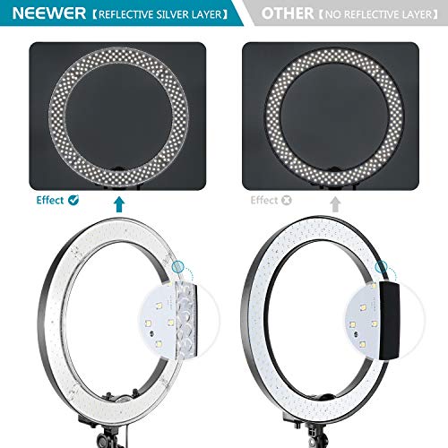 Neewer Iluminación Kit: 48cm Exterior 55W 5500K Regulable LED Luz del Anillo, Soporte de Luz, Receptor para el teléfono Inteligente, Youtube, TikTok, para Autorretrato de Grabación