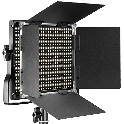 Neewer Regulable Bi-color LED con soporte en U y Barndoor Luz de video para YouTube, Fotografía de producto, Disparo de video, Marco de metal durable, 660 LEDs, 3200-5600K, CRI 96+