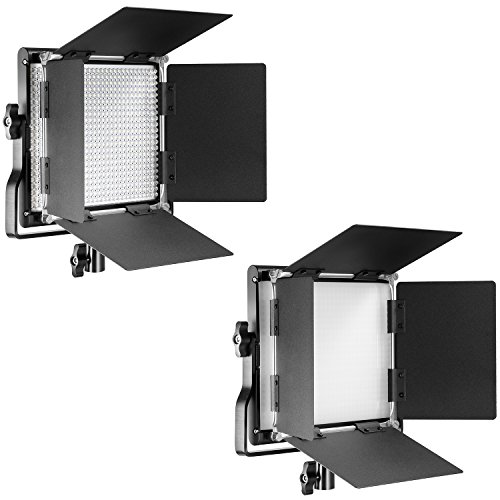 Neewer Regulable Bi-color LED con soporte en U y Barndoor Luz de video para YouTube, Fotografía de producto, Disparo de video, Marco de metal durable, 660 LEDs, 3200-5600K, CRI 96+