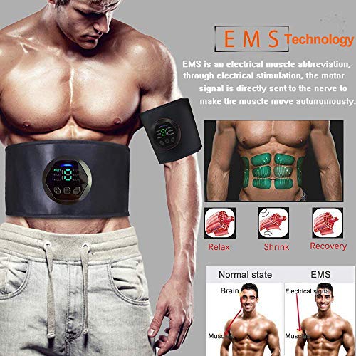 NOBRAND Electroestimulador Muscular Abdominales, USB Recargable EMS Estimulador Muscular Abdominales, para Abdomen/Cintura/Pierna/Brazo no Necesita Almohadillas ni Gel