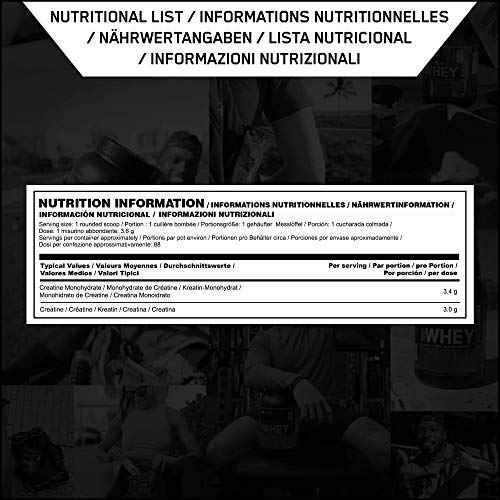 Optimum Nutrition ON Creatina Monohidrato Micronizada, Creatine en Polvo, Suplementos Deportivos para Musculacion, Sin Sabor, 88 Porciones, 317g