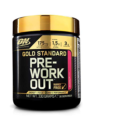 Optimum Nutrition ON Gold Standard Pre Workout en Polvo con Creatina Monohidrato, Beta Alanina, Cafeína, Citrulina y Vitamina B, Sandía, 30 Porciones, 330 gr