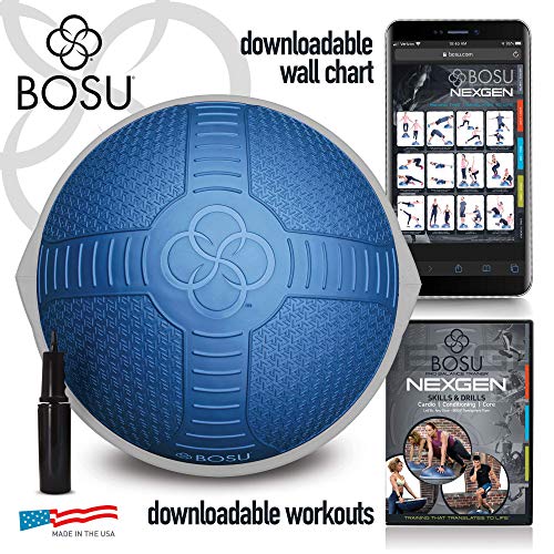 Physical Company BOSU Pro NextGen Entrenador de Equilibrio con diseño Texturizado, Unisex Adulto, Azul, 65 cm