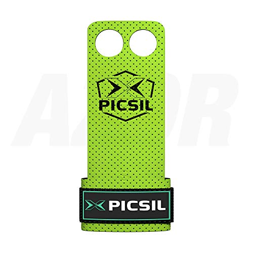 PICSIL AZOR Grips 2H - Calleras para Crossfit Grips Gymnastics, Pullups, Weight Lifting, Chin Ups Protect Your Palms. Size L. Green Color.