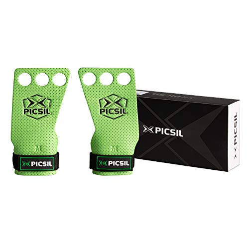 PICSIL AZOR Grips 3H - Calleras para Crossfit Grips Gymnastics, Pullups, Weight Lifting, Chin Ups Protect Your Palms. Size S. Green Color.