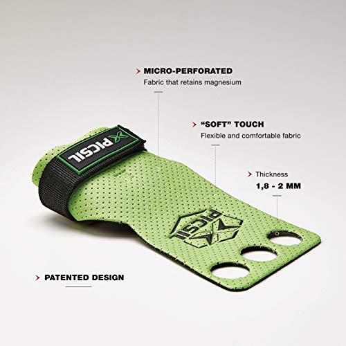 PICSIL AZOR Grips 3H - Calleras para Crossfit Grips Gymnastics, Pullups, Weight Lifting, Chin Ups Protect Your Palms. Size S. Green Color.