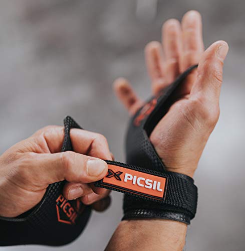 PICSIL RX Carbon Grips 2H - Calleras para Crossfit Grips Gymnastics, Pullups, Weight Lifting. Talla L. Color Rojo.