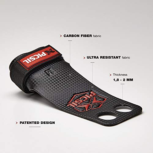 PICSIL RX Carbon Grips 2H - Calleras para Crossfit Grips Gymnastics, Pullups, Weight Lifting. Talla L. Color Rojo.