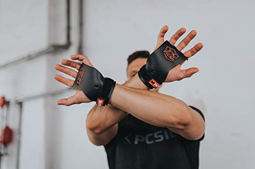 PICSIL RX Carbon Grips 3H - Calleras para Crossfit Grips Gymnastics, Pullups, Weight Lifting. Talla L. Color Naranja.