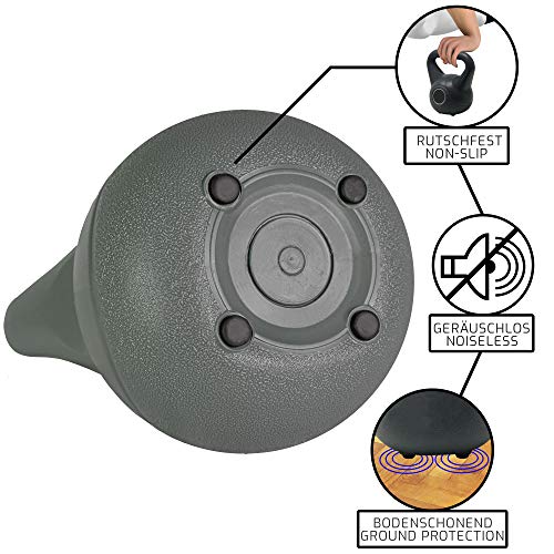 POWRX - Kettlebell de hormigón 2-20 kg - Pesa Rusa con Revestimiento de Vinilo - Base con Goma Antideslizante + PDF Workout (4 kg/Amarillo)