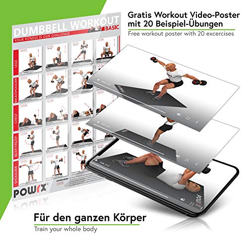 POWRX Mancuernas Vinilo 8 kg Set (2 x 4 kg) + PDF Workout (Verde Claro)