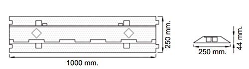 Protector de cables de caucho de doble via. Pasacables de suelo doble via 100x25x4 cm (2- Protectores cable)