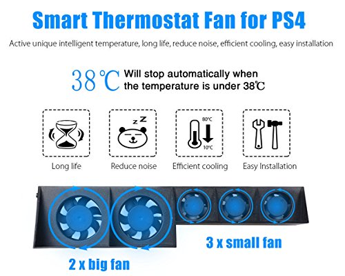 PS4 Turbo refrigerador ventilador de refrigeración - ElecGear Control De La Temperatura Del Súper USB Cooling Fan Cooler para Sony PlayStation 4