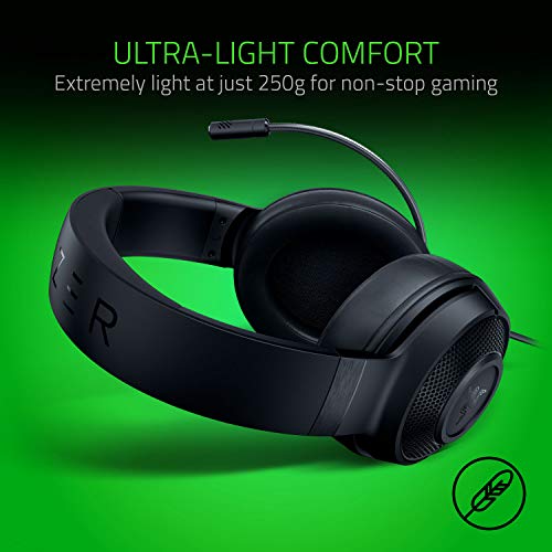 Razer Kraken x 7.1 Auriculares Gaming con Sonido Envolvente con Compatibilidad Multiplataforma, Ergónomico y ligero; 250 g peso, Color Negro