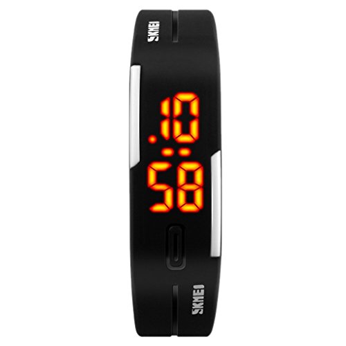 Reloj digital de pulsera de la marca SKMEI, diseño unisex, de silicona, con LED, color negro