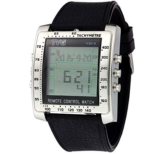 Reloj digital para hombre de Fenkoo; con mando a distancia para TV, DVD y alarma, diseño militar, correa de silicona
