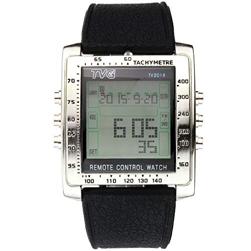 Reloj digital para hombre de Fenkoo; con mando a distancia para TV, DVD y alarma, diseño militar, correa de silicona