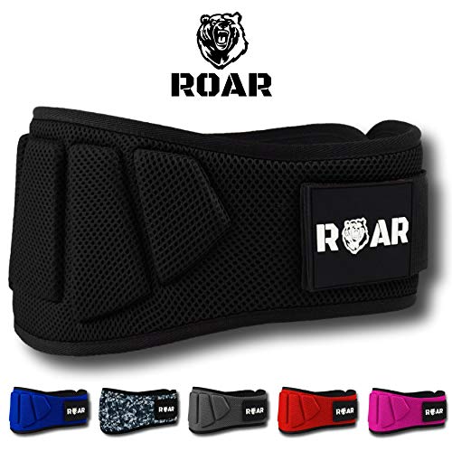Roar® Cinturón musculación para Entrenamiento de Levantamiento de Peso Crossfit Powerlifting Halterofilia Pesas Gimnasio (Negro, L)