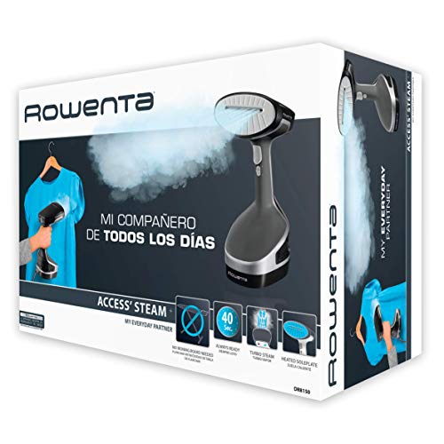 Rowenta Access Steam+ DR8150D1 - Cepillo de vapor, plancha vertical 1600 W, depósito 190 ml, elimina arrugas, olores y desinfecta, accesorio prendas delicadas y gruesas, cable de 3 m