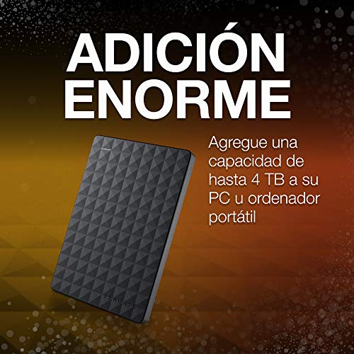 Seagate Expansion Portable, 2TB, Disco duro externo, HDD, USB 3.0 para PC, ordenador portátil y Mac (STEA2000400)