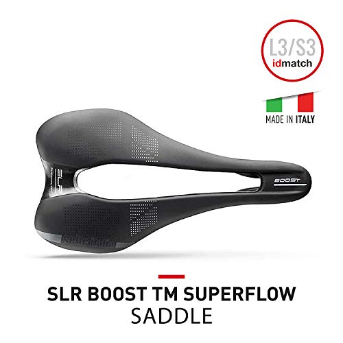 Selle Italia - Sillìn Bicicleta de Carretera SLR Boost TM Superflow, Rail Manganese Tubo Ø7, Sillìn Corto Road Perfomance Soft-tek, Comfort