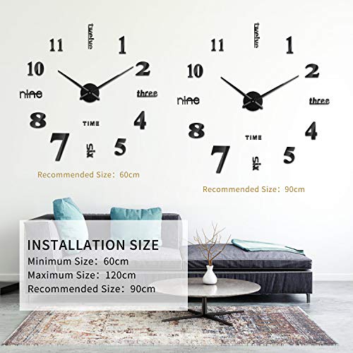 SOLEDI Reloj de Pared 3D, DIY Reloj de Etiqueta de Pared Decoración Ideal para la Casa Oficina Hotel