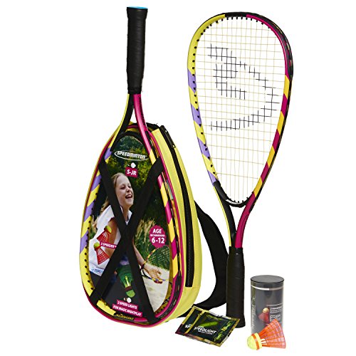 Speedminton Junior Set - Original Speed Badminton / crossminton set para niños incluye 2 raquetas para niño, 2 Gallitos para diversion FUN y una maleta