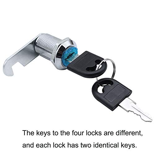 SPTwj - Cerradura de seguridad para buzón (4 unidades, 25 mm de longitud, aleación de zinc, cierre de cajón, color plateado Cada candado tiene una llave diferente)