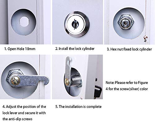 SPTwj - Cerradura de seguridad para buzón (4 unidades, 25 mm de longitud, aleación de zinc, cierre de cajón, color plateado Cada candado tiene una llave diferente)