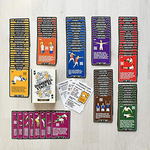 Stack 52 tarjetas de ejercicio con mancuernas.