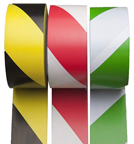 Tarifold 1 Cinta Adhesiva Suelo, Señalización, Seguridad, color Verde y Blanco-Rollo 50mm x 33m, 50 mm x 33 M