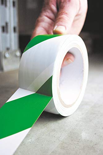 Tarifold 1 Cinta Adhesiva Suelo, Señalización, Seguridad, color Verde y Blanco-Rollo 50mm x 33m, 50 mm x 33 M