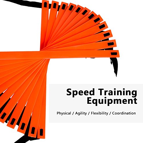 Tbest Equipo de Entrenamiento de Velocidad, Kit de Entrenamiento de Agilidad de Velocidad, Escalera Plana de 19 pies + 10 Piezas de Conos de Disco para Entrenamiento atlético(Naranja)