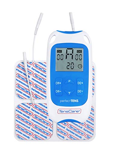 TensCare Perfect Tens – Electroestimulador para Alivio del dolor. 2 Canales con 4 electrodos, con programas Clínicamente Comprobados para aliviar el dolor de espalda, Artritis y Lumbalgia