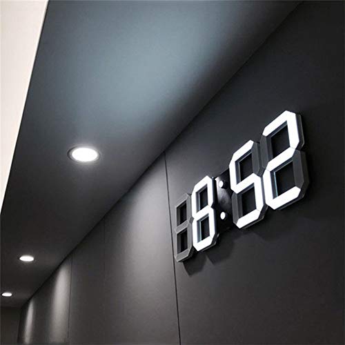 That hereb Luz LED Digital Numbers – Reloj de Pared con 3 Niveles Brillo Snooze electrónica Despertador Pared estéreo Reloj de Pared USB