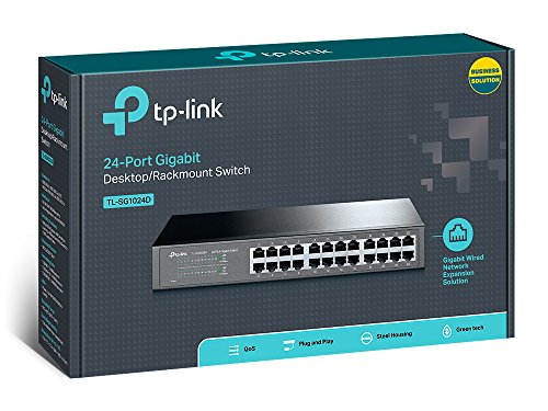 TP-Link 24 Puertos Gigabit Switch | Ethernet Switch No Gestionable | Puertos blindados | Carcasa Metálica | Desktop |Sin ventilador (TL-SG1024D) Gris