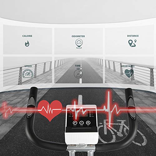 Ultrasport Unisex F-Bike Advanced, pantalla LCD, entrenador casero plegable, niveles de resistencia ajustables, con sensores de pulso de mano, entrenador de bicicleta plegable, para atletas y mayores