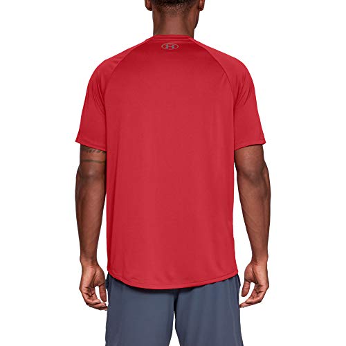 Under Armour Tech 2.0. Camiseta masculina, camiseta transpirable, ancha camiseta para gimnasio de manga corta y secado rápido, Red/Graphite (600), SM