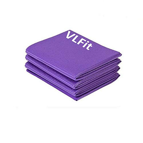 VLFit Esterilla de Yoga Antideslizante - Colchoneta de 173 x 61 x 0,6cm - Alfombra Plegable para Entrenamiento Gimnasia y Pilates (PÚRPURA)