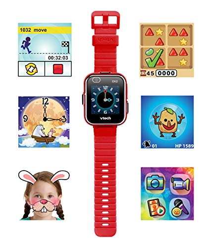 VTech3480-193827 Kidizoom Smart Watch DX2 - Reloj inteligente para niños con doble cámara, color rojo