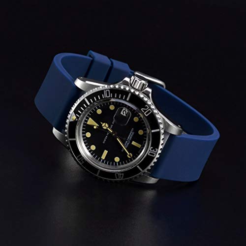 WOCCI 20mm Correa de Reloj de Silicona con Hebilla Plateada, Banda de Repuesto de Goma Suave (Azul Oscuro)