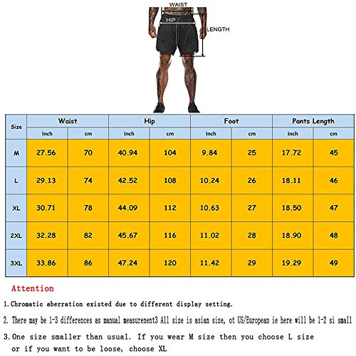 XDSP Pantalón Corto para Hombre,Pantalones Cortos Deportivos para Correr 2 en 1 con Compresión Interna y Bolsillo para Hombres (L)