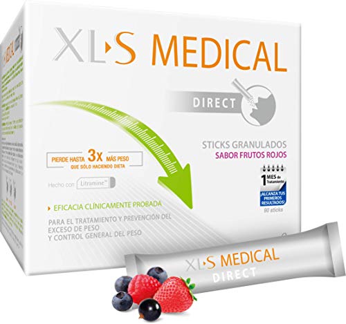XLS Medical 374619 Captagrasas Direct - Sticks Captagrasas - Tratamiento para Perder Peso con Sabor a Frutos Rojos - Capta 28% de la Grasa Ingerida1 - 90 Sticks, 1 Mes de Tratamiento